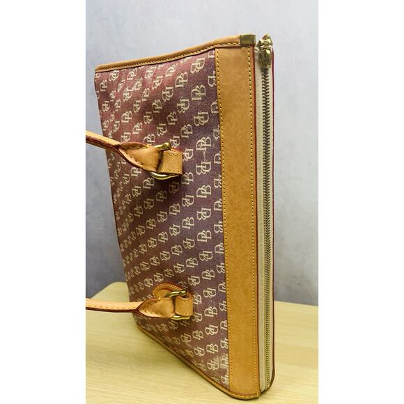 Dooney & Bourke Wayfarer Pink Tan Canvas Monogram Crossbody Bag Satchel - Picture 7 of 16